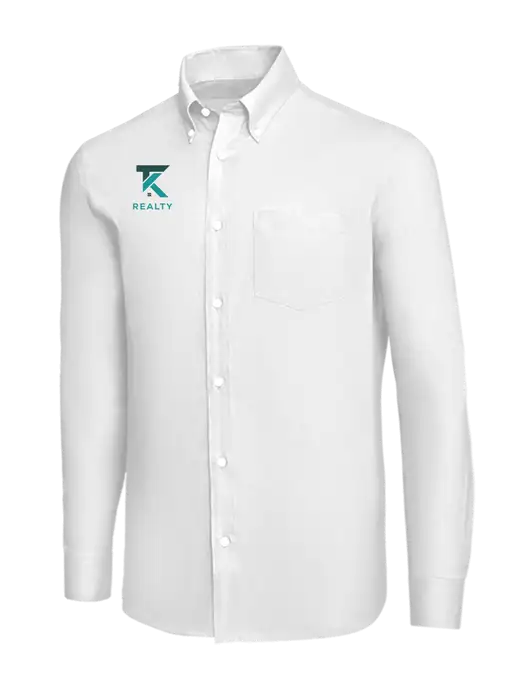 Brooks Brothers White Wrinkle-Free Stretch Nailhead Shirt w/TK Realty Logo