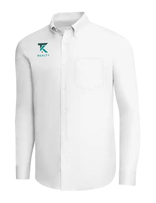 Brooks Brothers White Wrinkle-Free Stretch Pinpoint Shirt w/TK Realty Logo