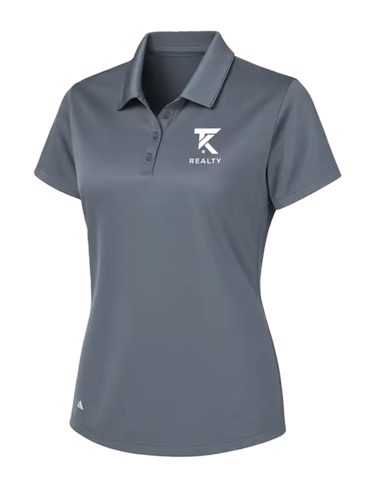 Adidas Medium Grey Womens Basic Sport Polo w/TK Realty Logo