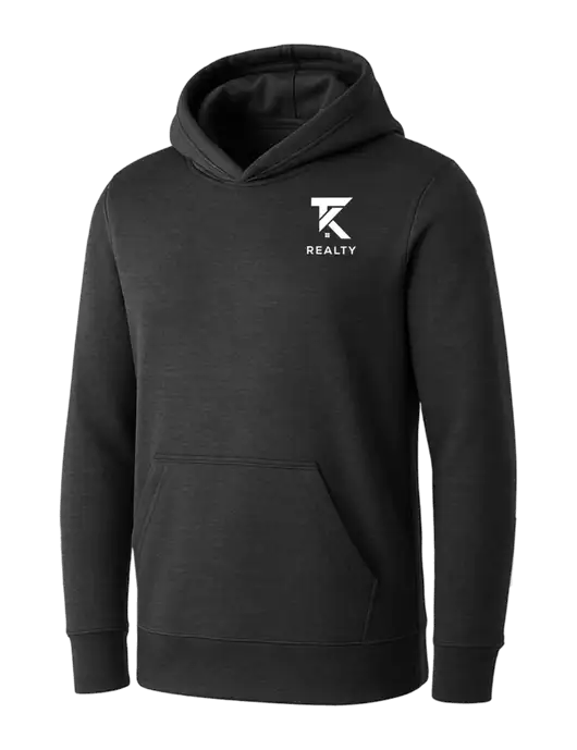 Womens Dark Grey Heather Core Fleece Pullover Hooded Sweatshirt w/TK Realty Logo