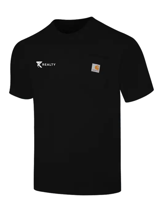 Carhartt Workwear Black Pocket Short Sleeve T-Shirt w/TK Realty Logo
