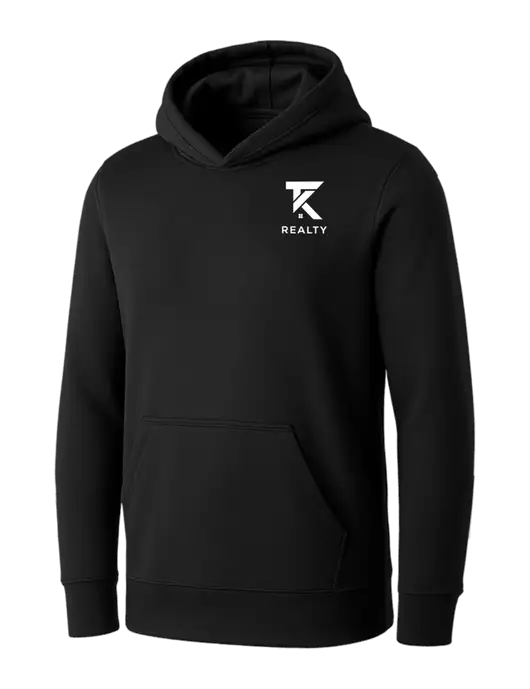 Womens Black Core Fleece Pullover Hooded Sweatshirt w/TK Realty Logo