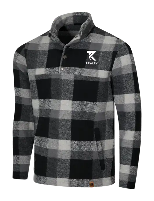 Russell Outdoors Black/White Plaid Basin Snap Pullover w/TK Realty Logo