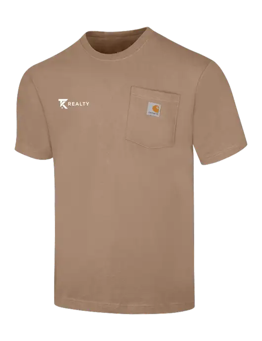 Carhartt Workwear Dark Tan Pocket Short Sleeve T-Shirt w/TK Realty Logo