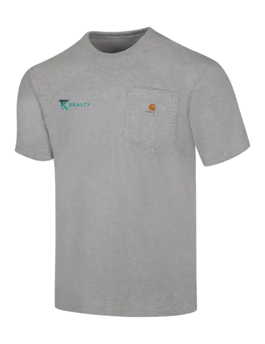 Carhartt Workwear Light Grey Heather Pocket Short Sleeve T-Shirt w/TK Realty Logo