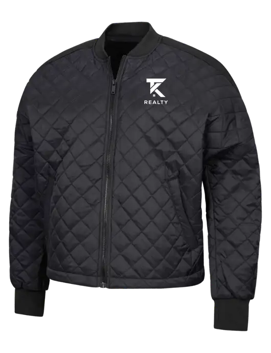 Mercer+Mettle Black Womens Boxy Quilted Jacket w/TK Realty Logo