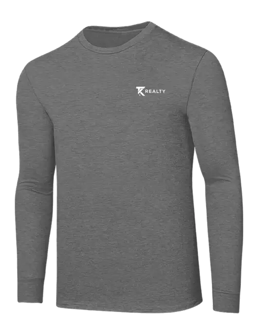 Core Blend Medium Grey Heather Long Sleeve Tee w/TK Realty Logo