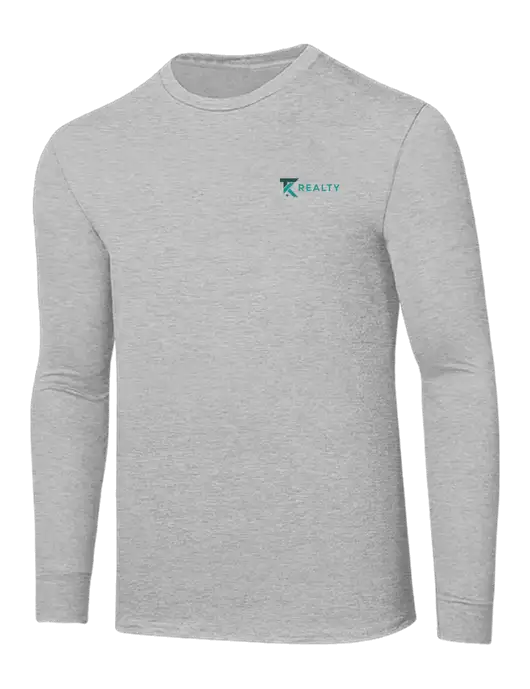 Core Blend Light Grey Heather Long Sleeve Tee w/TK Realty Logo