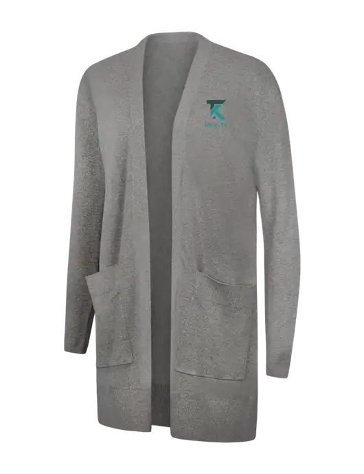 Mercer+Mettle Womens Light Grey Heather Open Front Cardigan Sweater w/TK Realty Logo