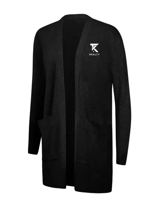Mercer+Mettle Womens Black Open Front Cardigan Sweater w/TK Realty Logo