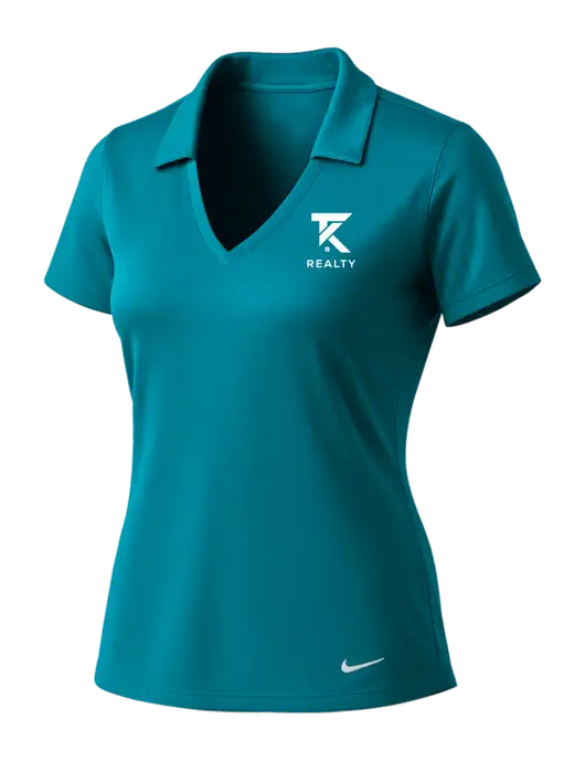 NIKE Dark Teal Womens Dri-Fit Vertical Mesh Polo w/TK Realty Logo