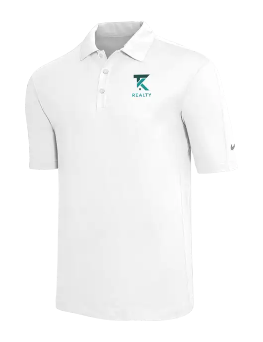 Nike White Tech Sport Dri-FIT Polo w/TK Realty Logo