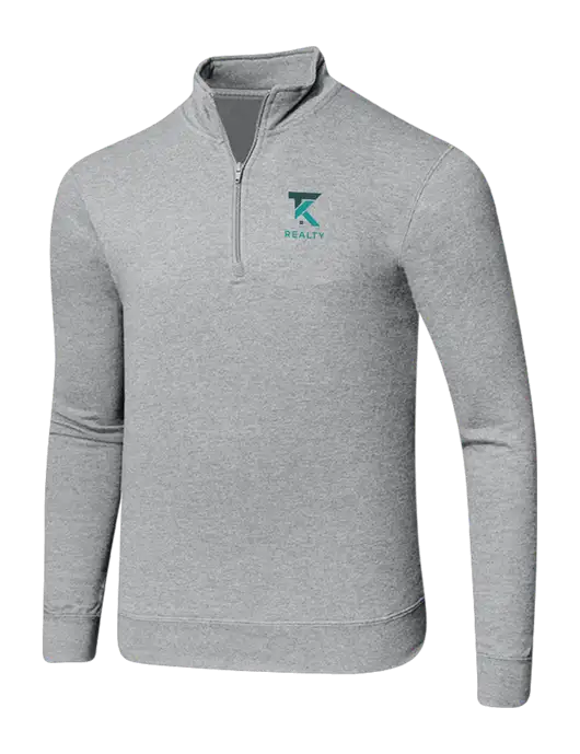Light Heather Grey 8.5 oz Ring Spun 1/4 Zip Pullover Sweatshirt w/TK Realty Logo