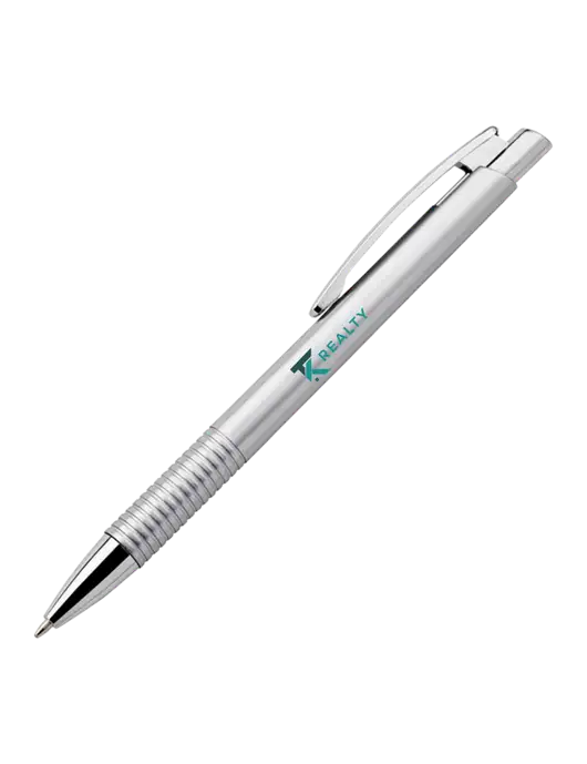 Malay Silver Ballpoint Pen - Blue Ink w/TK Realty Logo