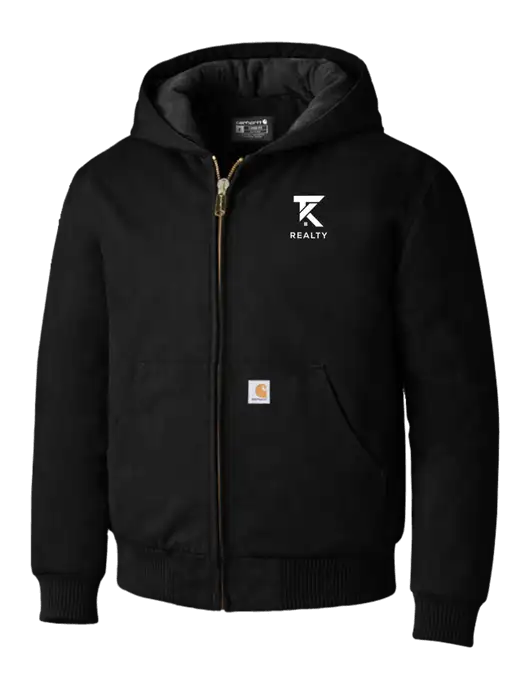 Carhartt Black Quilted-Flannel-Lined Duck Active Jacket w/TK Realty Logo