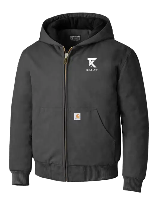 Carhartt Dark Grey Quilted-Flannel-Lined Duck Active Jacket w/TK Realty Logo