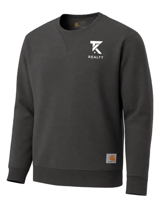 Carhartt Dark Grey Heather Midweight Crewneck Sweatshirt w/TK Realty Logo