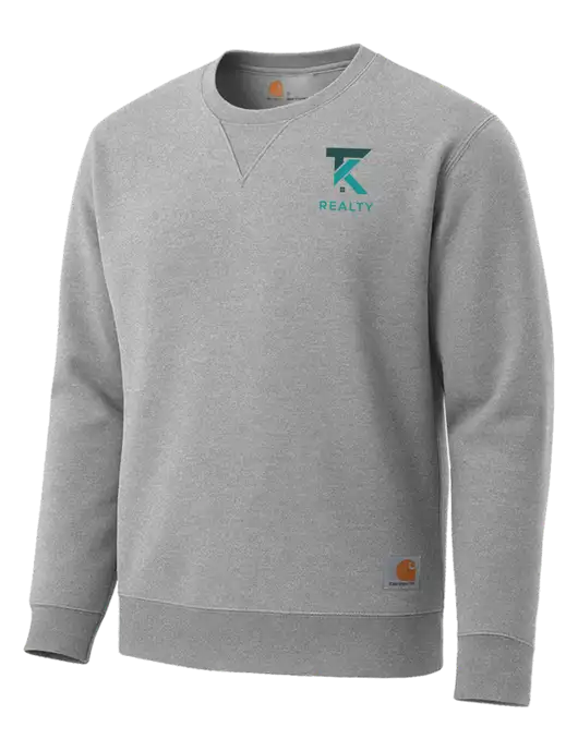 Carhartt Light Grey Heather Midweight Crewneck Sweatshirt w/TK Realty Logo