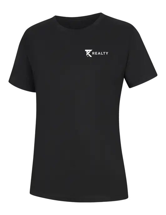 Womens Black Core Blend Tee w/TK Realty Logo