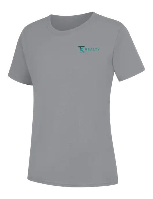 Womens Light Grey Heather Core Blend Tee w/TK Realty Logo