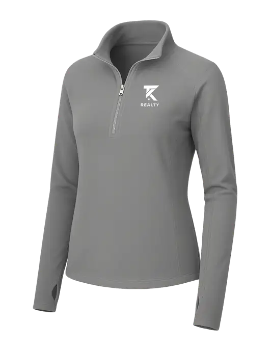 Womens Medium Grey Microfleece 1/2 Zip Pullover w/TK Realty Logo