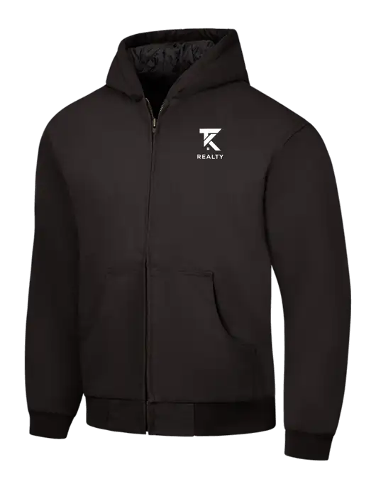 CornerStone Black Duck Cloth Hooded Work Jacket w/TK Realty Logo