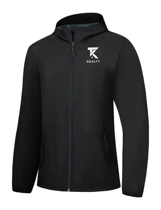 Womens Black Essential Rain Jacket w/TK Realty Logo