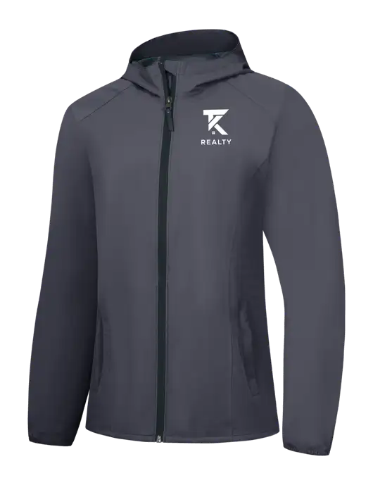 Womens Dark Grey Essential Rain Jacket w/TK Realty Logo