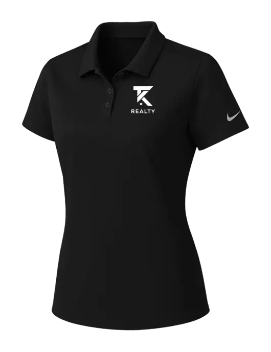 Nike Womens Black Dry Essential Solid Polo w/TK Realty Logo