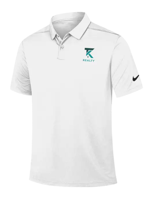Nike White Dry Essential Solid Polo w/TK Realty Logo