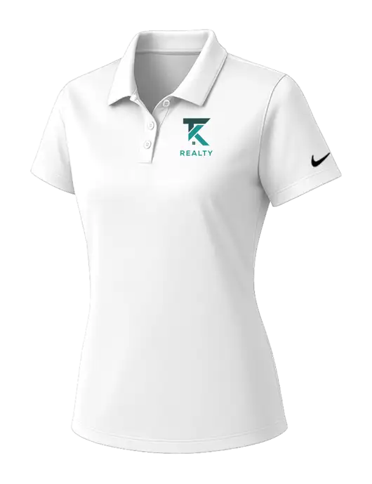 Nike Womens White Dry Essential Solid Polo w/TK Realty Logo