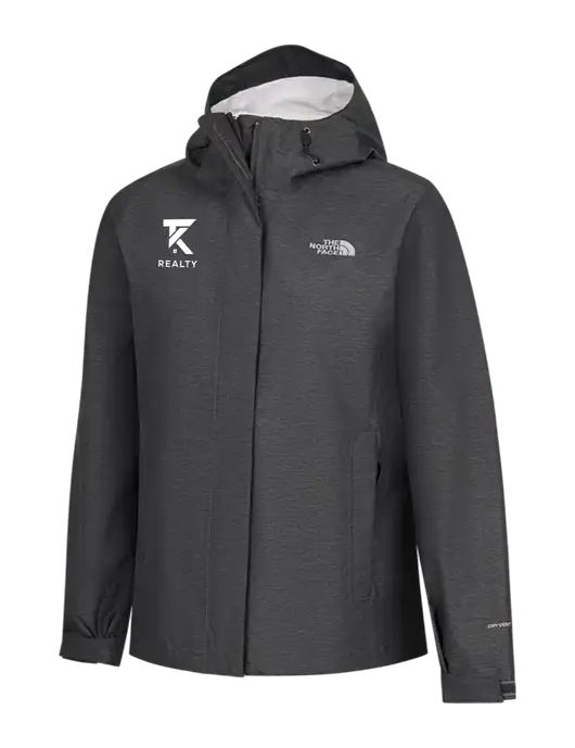 The North Face Womens Dark Grey Heather DryVent Rain Jacket w/TK Realty Logo