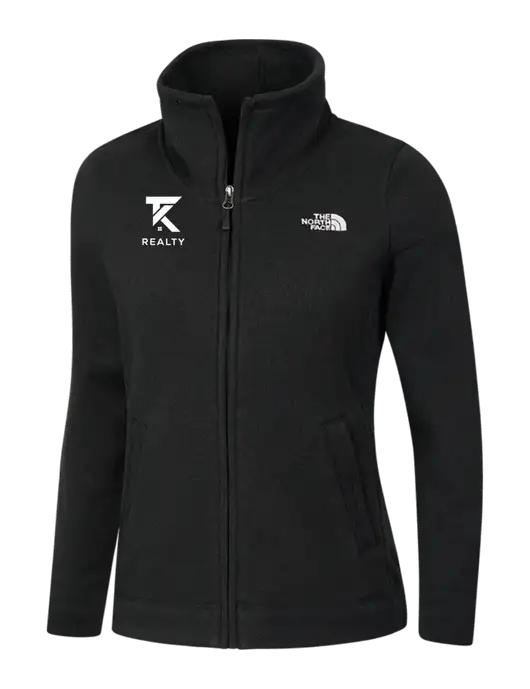 North Face Womens Black Heather Sweater Fleece Jacket w/TK Realty Logo