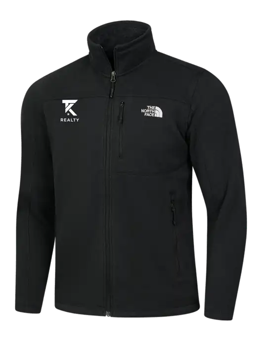 North Face Black Heather Sweater Fleece Jacket w/TK Realty Logo