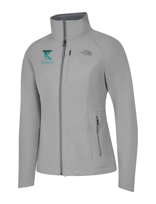 North Face Womens Light Grey Heather Apex Barrier Soft Shell Jacket  w/TK Realty Logo