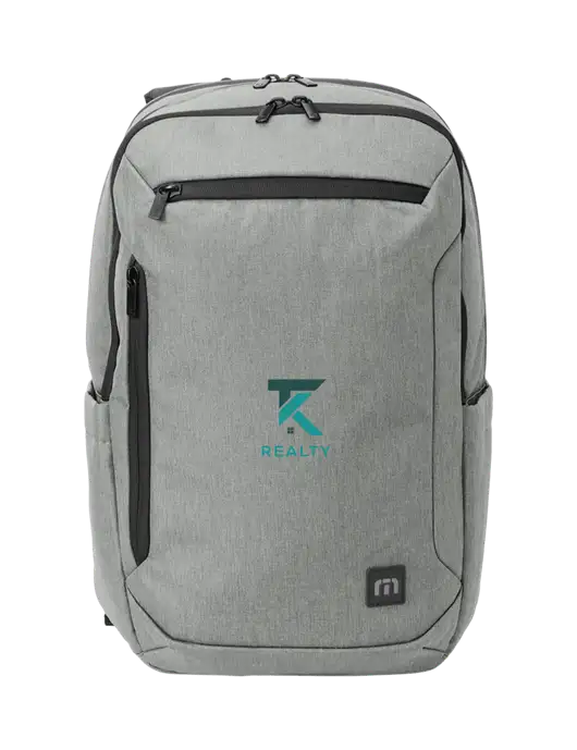 TravisMathew Light Grey Heather Duration Backpack w/TK Realty Logo