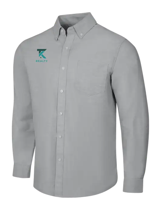 Light Grey SuperPro Oxford Shirt w/TK Realty Logo