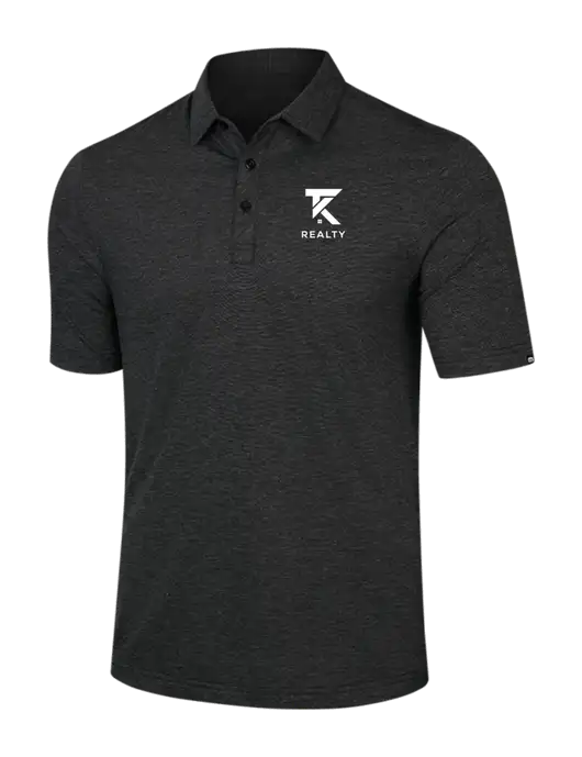 TravisMathew Black Heather Sunnyvale Polo w/TK Realty Logo