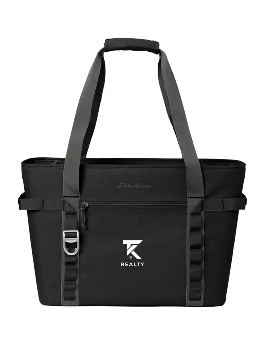 Eddie Bauer Black/Medium Grey Max Cool Tote Cooler  w/TK Realty Logo