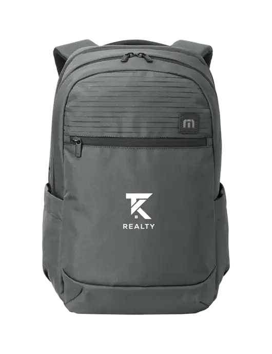 TravisMathew Dark Medium Grey Approach Backpack w/TK Realty Logo