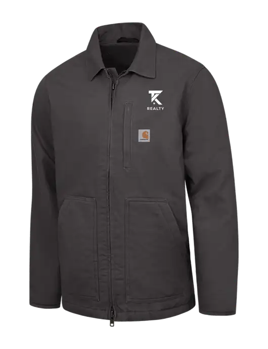 Carhartt Dark Grey Sherpa-Lined Coat w/TK Realty Logo