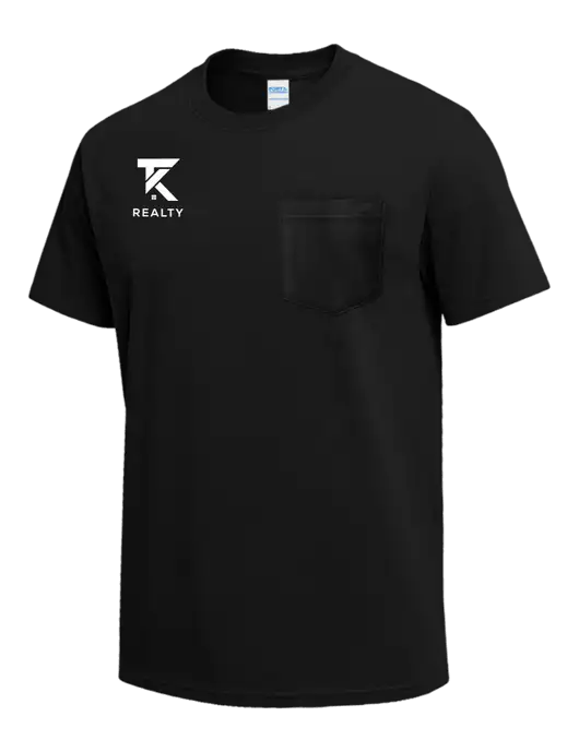 Black Heavyweight 6.1 oz Pocket T-Shirt w/TK Realty Logo