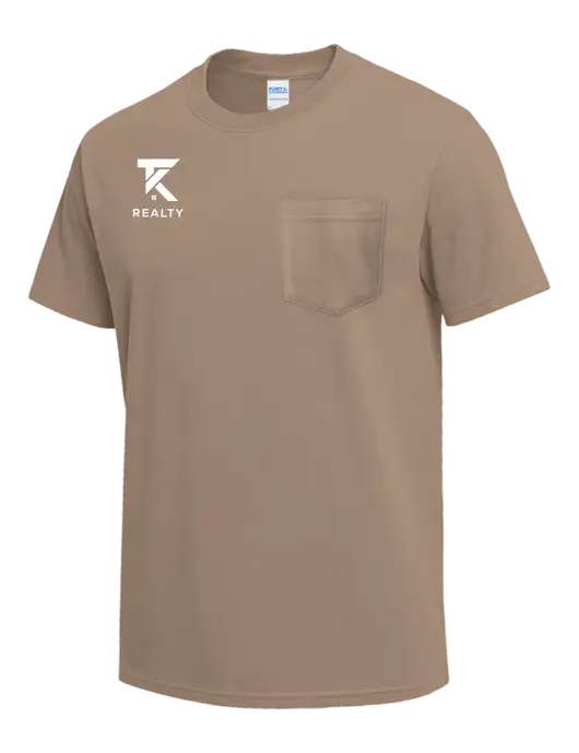 Dark Tan Heavyweight 6.1 oz Pocket T-Shirt w/TK Realty Logo