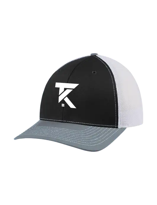 Richardson Adjustable Snapback Original 112 Trucker Cap Black/Light Heather Grey/White Mesh w/TK Realty Logo