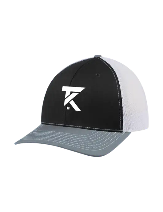 Richardson Adjustable Snapback Original 112 Trucker Cap Black/Light Heather Grey/White Mesh w/TK Realty Logo