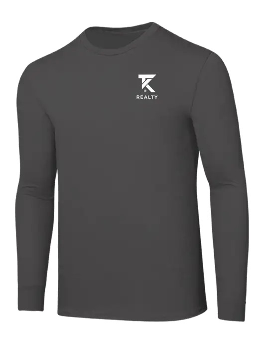 Seriously Soft Dark Grey Long Sleeve T-Shirt w/TK Realty Logo