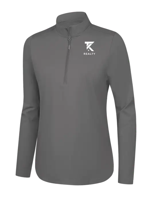  Womens Dark Medium Grey C-FREE Double Knit 1/4-Zip w/TK Realty Logo