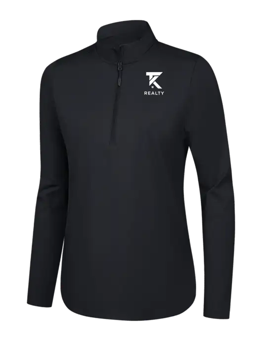  Womens Black C-FREE Double Knit 1/4-Zip w/TK Realty Logo