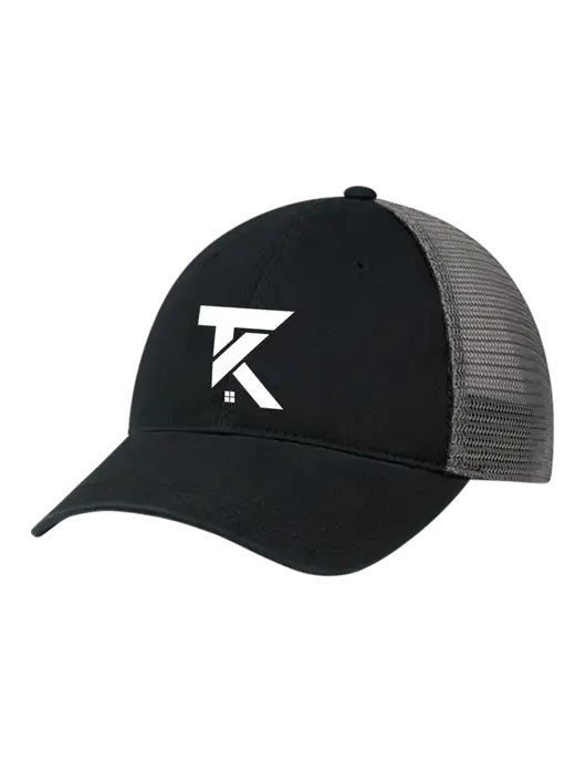 Richardson 111 Garment Washed Trucker Cap Black w/Charcoal Mesh w/TK Realty Logo