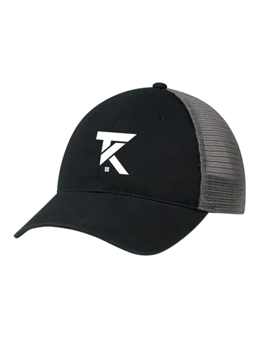 Richardson 111 Garment Washed Trucker Cap Black w/Charcoal Mesh w/TK Realty Logo